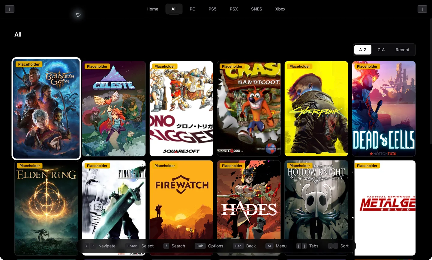 TurboPad Big Picture showing a game library designed for controller navigation